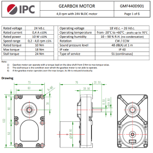 MOTEUR À ENGRENAGES SANS BALAI IPC 4.0 RPM ARBRE 9.5 POÊLE À GRANULES 24V GMF440D901