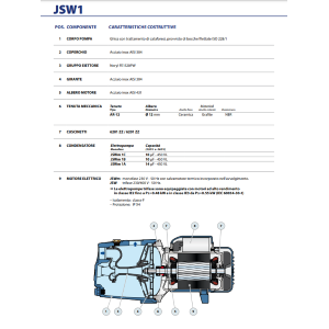 1028993 - PEDROLLO ELETTROPOMPA POMPA AUTOCLAVE ACQUA JSWM 1A HP 0,75  AUTOADESCANTE - PEDROLLO